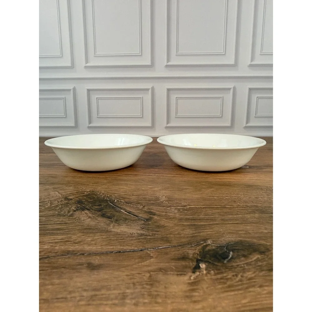 Vintage PAIR (2) White Corelle Vitrelle 5 1/4